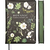 Kalender-Märkmik Botanic A5 dateerimata päev lehel, järjehoidjaga, kõvad kaaned must 572768