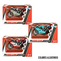 Metāla motocikls Racing ar plastm. elementiem, inercija, skaņa, gaisma  13 cm dažādas Cb47494 667553