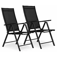 Modernhome 2 saliekamo tērauda dārza krēslu komplekts ar regulējamu atzveltni - melns 679866