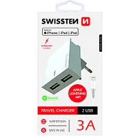 Swissten Mfi Premium Apple Sertificēts Tīkla Lādētājs Usb 3А / 15W Ar Lightning vadu 1.2M 395157