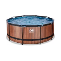 Exit Toys Wood Pool. Frame Pool O 360X122Cm. peldbaseins Brūns. ar filtra sūkni Swimming pool brown. with filter pump