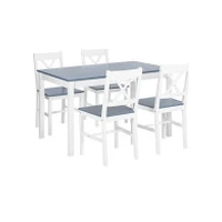 Beliani Lumarko Ēdamistabas komplekts. koka galds un 4 krēsli. balts Moana Zestaw do jadalni drewniany