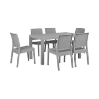 Beliani Dārza galda un 6 krēslu komplekts gaiši pelēks Fossano Zestaw ogrodowy jasnoszary