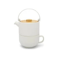 Bredemeijer tēja vienam Umea balta ar bambusa vāku 142007 Tea-For-One white with Bamboo lid