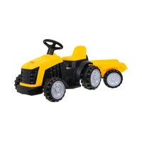 Dzeltens traktors ar piekabi Traktor