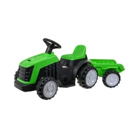 Zaļais traktors ar piekabi Traktor Zielony