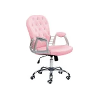 Biroja krēsls Beliani regulējams eko-ādas rozā ar kristāliem Princess Lumarko Biurowe regulowane