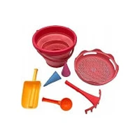 Schildkrot Sfs 7In1 Sand Toys saliekamais spainis sarkans Folding bucket red
