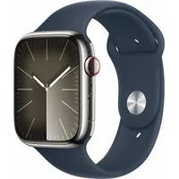 Apple Smartwatch Watch Series 9 Gps  Cellular, 45Mm Koperta ze stali nierdzewnej w kolorze srebrnym z paskiem sportowym sztormowego błękitu - S/M Mrmn3Qp/A