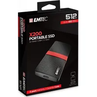 Emtec Dysk zewnętrzny Ssd Portable X200 512 Gb Czarno-Czerwony Ecssd512Gx200