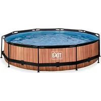 Exit Toys Wood Pool, Frame Pool O 360X76Cm, swimming pool Brown, with filter pump 30.12.12.10