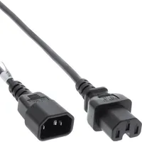 Inline Kabel zasilający Power cable extension, hot condition connector Iec-C15 straight to Iec-C14 straight, 5M, black 16811D