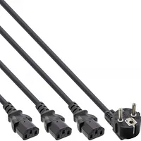 Inline Kabel zasilający Y-Power Cable 1X Type F German Plug to 3X Iec black, Version 3 2M1/3/2M 16653H