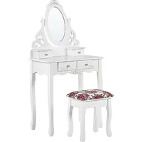 Shumee Toaletka 4 szuflady owalne lustro i stołek biała Amour 231865