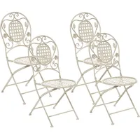 Shumee Zestaw 4 krzeseł ogrodowych metalowy złamana biel Bivio 263616