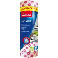 Vileda Multisurface cloth Light  Soft in roll 40 pcs White with flowers 159516
