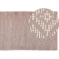 Beliani Dywan bawełniany 140 x 200 cm beżowy z różowym Gerze Lumarko 378982 Bel