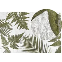 Beliani Dywan bawełniany motyw liści 200 x 300 cm zielony Barzah Lumarko 380062 Bel