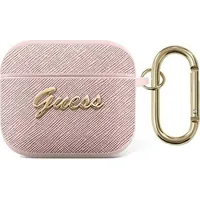 Guess Etui Gua3Sasmp Apple Airpods 3 różowy/pink Saffiano Script Metal Collection Gue1571