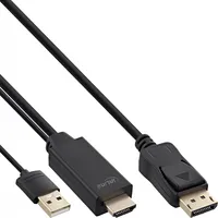 Inline Kabel Hdmi to Displayport Converter Cable, 4K, black/gold, 1.5M 17164P
