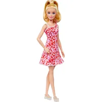 Mattel Lalka Barbie Fashionistas w różowo-czerwonej, kwiecistej sukience Fbr37/Hjt02