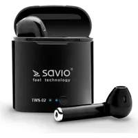 Savio Tws-02 Wireless Bluetooth Earphones, Black