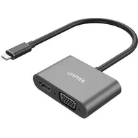 Unitek V1168A video cable adapter Usb Type-C Hdmi  Vga D-Sub Black