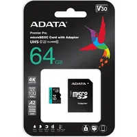 Adata Premier Pro memory card 64 Gb Microsdxc Uhs-I Class 10 Ausdx64Gui3V30Sa2-Ra1