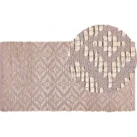 Beliani Dywan bawełniany 80 x 150 cm beżowy z różowym Gerze Lumarko 378947 Bel
