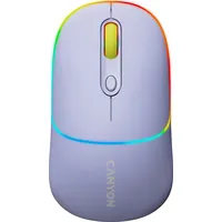 Canyon Mysz Mw-22, 2 in 1 Wireless optical mouse with 4 buttons,Silent switch for right/left keys,DPI 800/1200/1600, modeBT/ 2.4Ghz, 650Mah Li-Poly battery,RGB backlight,Mountain lavender, cable length 0.8M, 1106234.2Mm, 0.085Kg Art806153