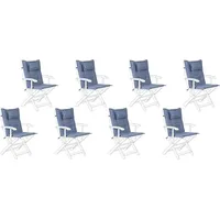 Beliani Zestaw 8 poduszek na krzesła ogrodowe niebieskie Maui 192621