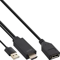 Inline Kabel Hdmi M to Displayport F Converter Cable, 4K, black/gold, 0.3M 17168P