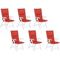 Shumee Zestaw 6 poduszek na krzesła ogrodowe czerwony Toscana/Java 262477