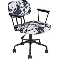 Beliani Krzesło biurowe regulowane welurowe w łaty czarno-białe Algerita Lumarko 382828 Bel
