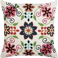 Beliani Lumarko Bawełniana poduszka dekoracyjna w kwiaty 50 x cm wielokolorowa Bahraich 328392 Bel