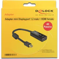 Delock 62613 video cable adapter 0.2 m Mini Displayport 1.2 Hdmi Type A Standard Black