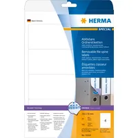 Herma Etykiety Special 10160, na segregatory, A4, odklejalne, białe, 192 x 59 mm, papier matowy nieprzejrzysty, 100 szt., zaokrąglone narożniki 10160