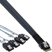 Inline Slim Sas cable, Sff-8654 to 4X Sata 7-Pin, 12Gb/S, 1M 27646B