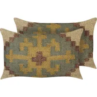 Beliani 2 poduszki dekoracyjne jutowe 30 x 50 cm wielokolorowe Saron Lumarko 366504 Bel