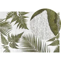 Beliani Dywan bawełniany motyw liści 140 x 200 cm zielony Barzah Lumarko 379832 Bel