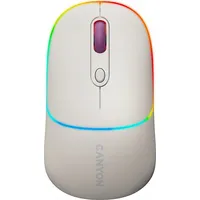 Canyon Mysz Mw-22, 2 in 1 Wireless optical mouse with 4 buttons,Silent switch for right/left keys,DPI 800/1200/1600, modeBT/ 2.4Ghz, 650Mah Li-Poly battery,RGB backlight,Rice, cable length 0.8M, 1106234.2Mm, 0.085Kg Art675065