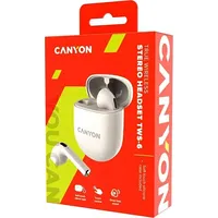 Canyon Słuchawki Tws-6, Bluetooth headset, with microphone, Bt V5.3 Jl 6976D4, Frequence Response20Hz-20Khz, battery Earbud 30Mah2Charging Case 400Mah, type-C cable length 0.24M, Size 644826Mm, 0.040Kg, Beige Cns-Tws6Be