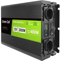 Green Cell Powerinverter Lcd 12V 2000W/40000W car inverter with display - pure sine wave Invgc12P2000Lcd