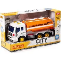 Polesie 89816 City samochód - beczkowóz inercyjny pomarańczowy ze światlem i dźwiekirem w pudelku