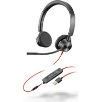 Poly Blackwire 3325 Headset Wired Head-Band Office/Call center Usb Type-A Black, Red 214016-01