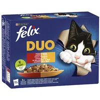 Purina Nestle Felix Fantastic Duo country flavors with beef and poultry, chicken, bacon, lamb, veal, turkey liver in jelly -12 x 85G Art498678
