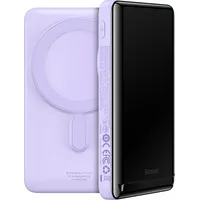 Baseus Powerbank Magnetic Bracket Wireless Fast Charge Power Bank 10000Mah 20W Purplewith Xiaobai series fast charging Cable Type-C to 60W20V/3A 50Cm White Ppcx080005
