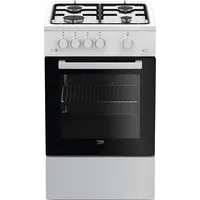 Beko Fsg52020Fw cooker Freestanding Gas Black, White