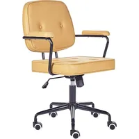 Beliani Krzesło biurowe regulowane ekoskóra żółte Pawnee Lumarko 375548 Bel