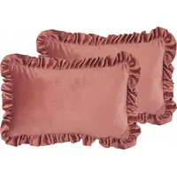 Beliani Lumarko 2 welurowe poduszki dekoracyjne z falbanami 30 x 50 cm różowe Kalanchoe 300087 Bel